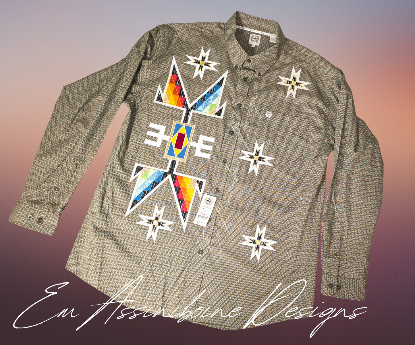 XL - Grey Geometric Applique Shirt