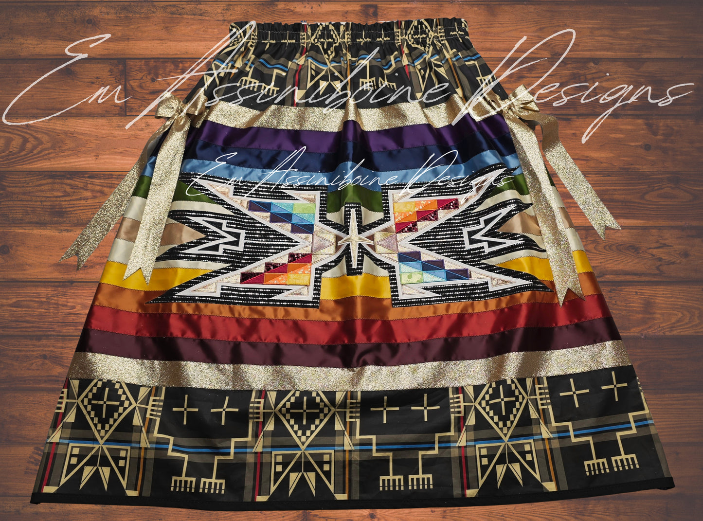 Black Geometric Ribbon Skirt