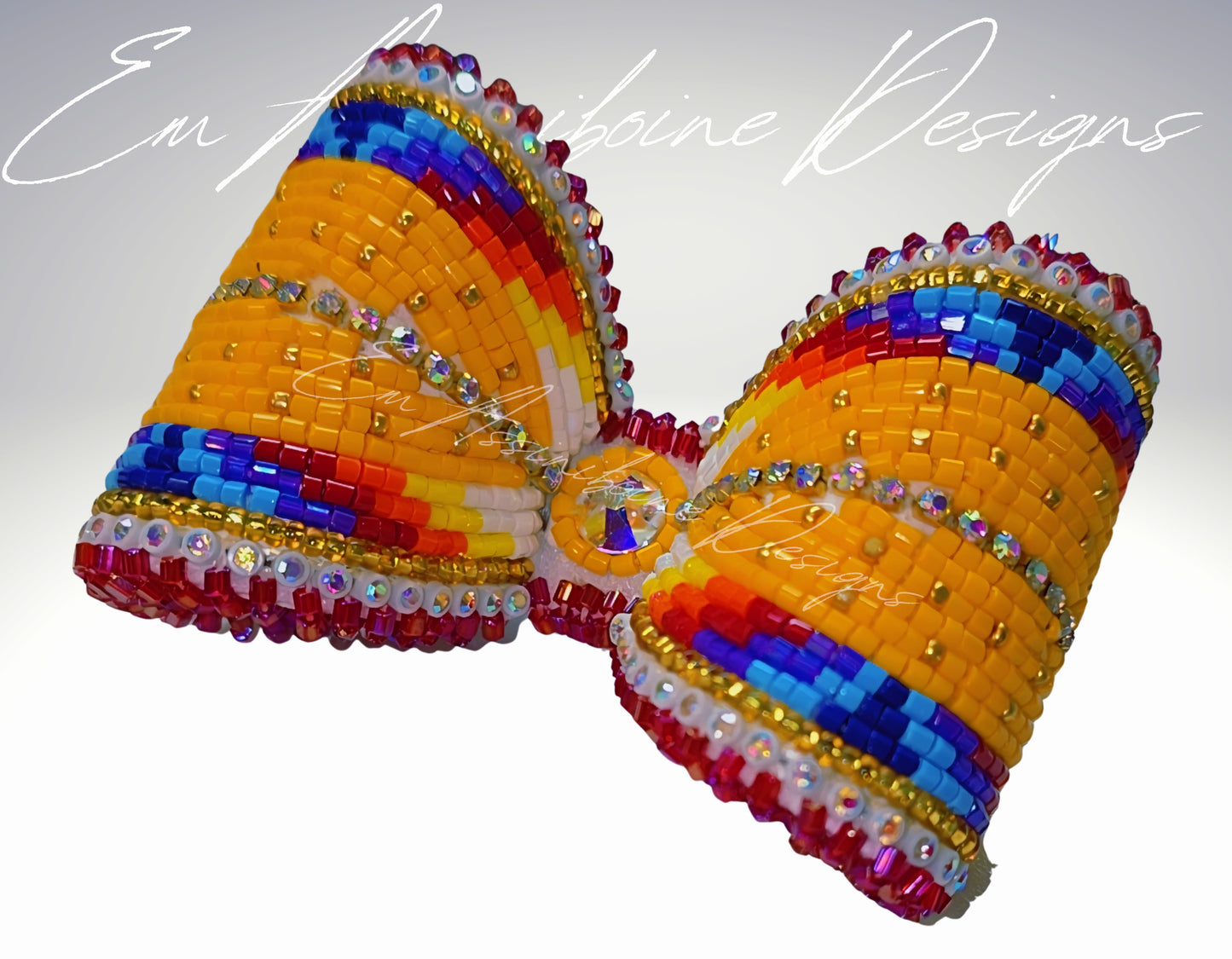 Yellow-Orange Colour Beaded 3D Bow